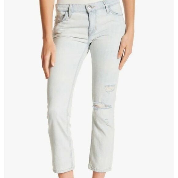 Current/Elliot The Cropped Straight Channon Destroy Light Wash Jeans Size 26 - Picture 7 of 12